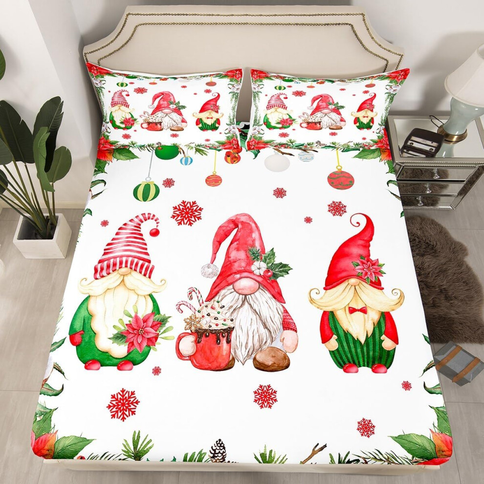 (Multi 05, Single(No Comforter)) Girls Pink Christmas Double Bedding Set,Kids Cute Christmas Snowman Bed Sheets Xmas Decoration Ball Fitted Sheet,Winter Festive New Year Sheets