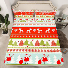(Multi 09, King(No Comforter)) Homewish Christmas Snowflake Fitted Sheet Winter Theme Bed Set Ornate Snowflakes Pattern Double Bed Sheets for Boys Girls Kids Merry Christmas Sheets
