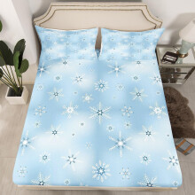 (Multi 13, Double(No Comforter)) Homewish Christmas Snowflake Fitted Sheet Winter Theme Bed Set Ornate Snowflakes Pattern Double Bed Sheets for Boys Girls Kids Merry Christmas Sheets
