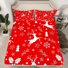 (Multi 08, Single(No Comforter)) Homewish Christmas Snowflake Fitted Sheet Winter Theme Bed Set Ornate Snowflakes Pattern Double Bed Sheets for Boys Girls Kids Merry Christmas Sheets