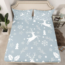 (Multi 07, Single(No Comforter)) Homewish Christmas Snowflake Fitted Sheet Winter Theme Bed Set Ornate Snowflakes Pattern Double Bed Sheets for Boys Girls Kids Merry Christmas Sheets