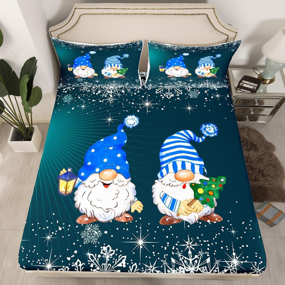 (Multi 06, King(No Comforter)) Homewish Christmas Snowflake Fitted Sheet Winter Theme Bed Set Ornate Snowflakes Pattern Double Bed Sheets for Boys Gir-image-OPC-PGPKB8X-NEW