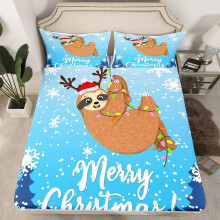 (Multi 01, Single(No Comforter)) Homewish Christmas Snowflake Fitted Sheet Winter Theme Bed Set Ornate Snowflakes Pattern Double Bed Sheets for Boys Girls Kids Merry Christmas Sheets