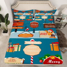 (Multi 10, Single(No Comforter)) Homewish Christmas Snowflake Fitted Sheet Winter Theme Bed Set Ornate Snowflakes Pattern Double Bed Sheets for Boys Girls Kids Merry Christmas Sheets