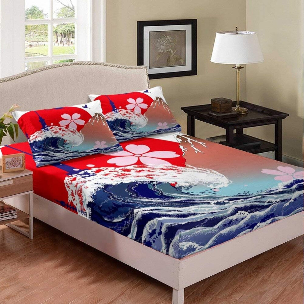 (Multi 07, Double(53"x79")(No Comforter)) Homewish Gothic Watercolor Tie Dye Kid Colorful Sugar Skull,Rose Flower Fitted Sheet & Pillow Sham Set for C