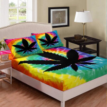 (Multi 16, Single(35"x75")(No Comforter)) Homewish Gothic Watercolor Tie Dye Kid Colorful Sugar Skull,Rose Flower Fitted Sheet & Pillow Sham Set for Child Youth Girly Decorations,Soft