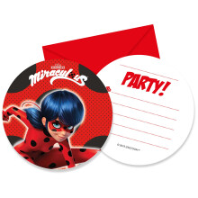 Procos 91351 - Invitations & Envelopes 6 of each Miraculous Ladybug