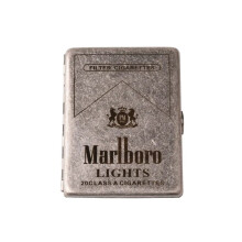 Cigarette Box Antique Silver Knurling Carved Marlboro Pattern Fine Cigarette 12 Men's And Women's Copper Cigarette Box Gift