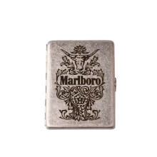 Cigarette Box Antique Silver Knurling Carved Marlboro Pattern Fine Cigarette 12 Men's And Women's Copper Cigarette Box Gift