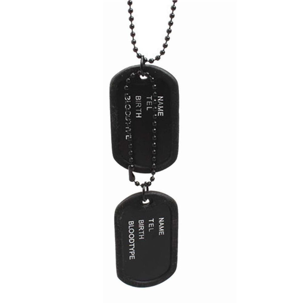 Military Army Style Black 2 Dog Tags Pendant Sweater Chain Necklace Men's Jewelry Suspension Trinket