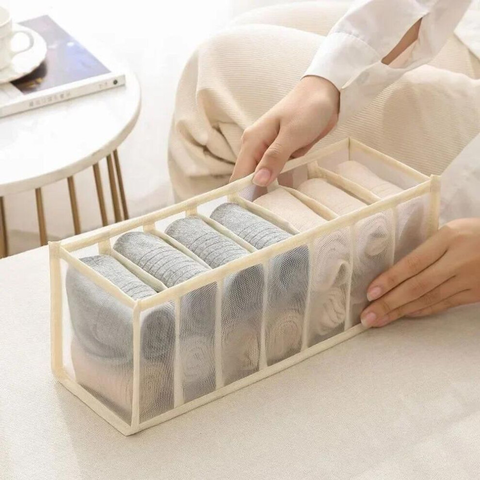 (ivory) Underwear Drawer Organizer Storage Box Foldable Closet Organizers Drawer Divider Storage Boxes For Underpants Socks Bra