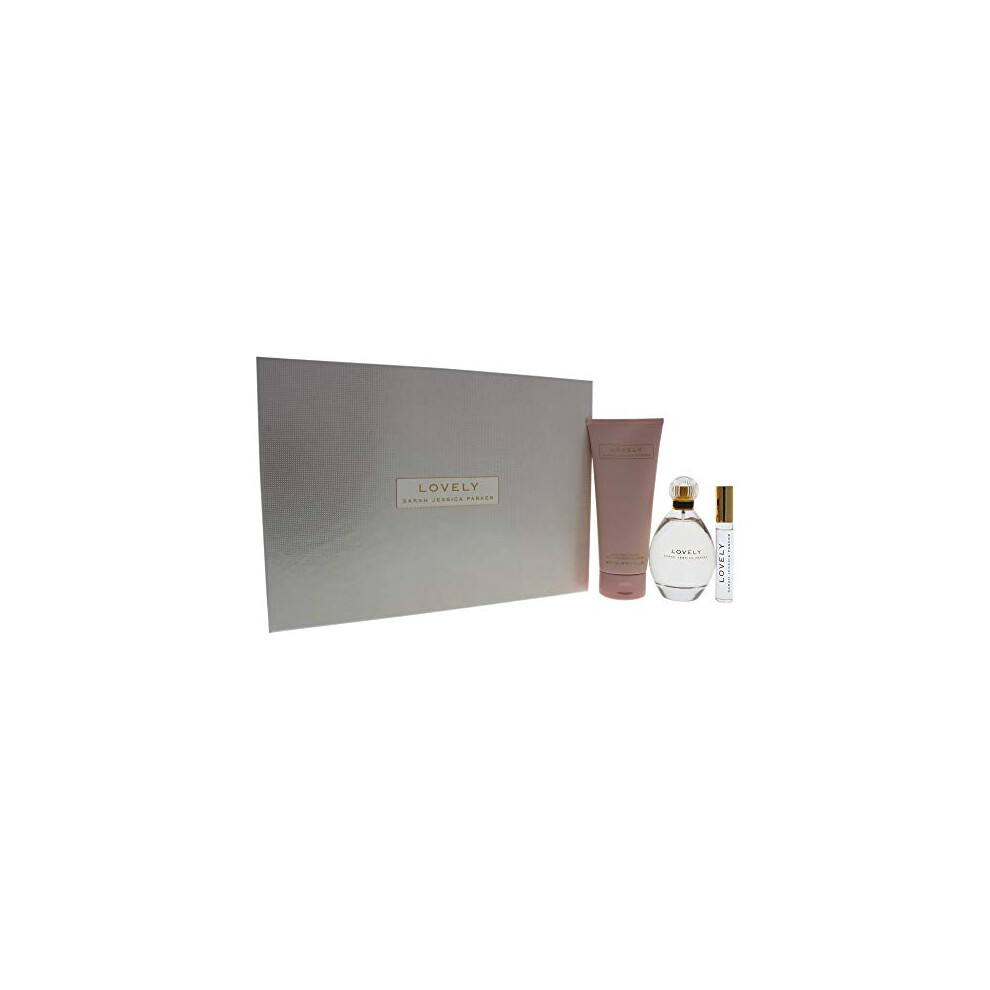 Lovely 3 Pc. Gift Set ( EDP Spray 3.4 Oz + Rollerball 0.34 oz + B/L 6.7 Oz + Eau De Parfum ) for Women by Sarah Jessica Parker (I0019234)
