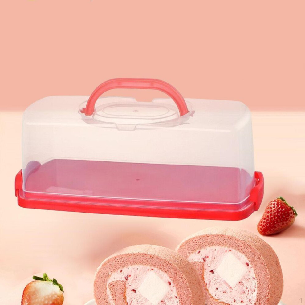(red) Rectangular Bread Box Keeper With Handle Multifunction Loaf Cake Storage Container Food