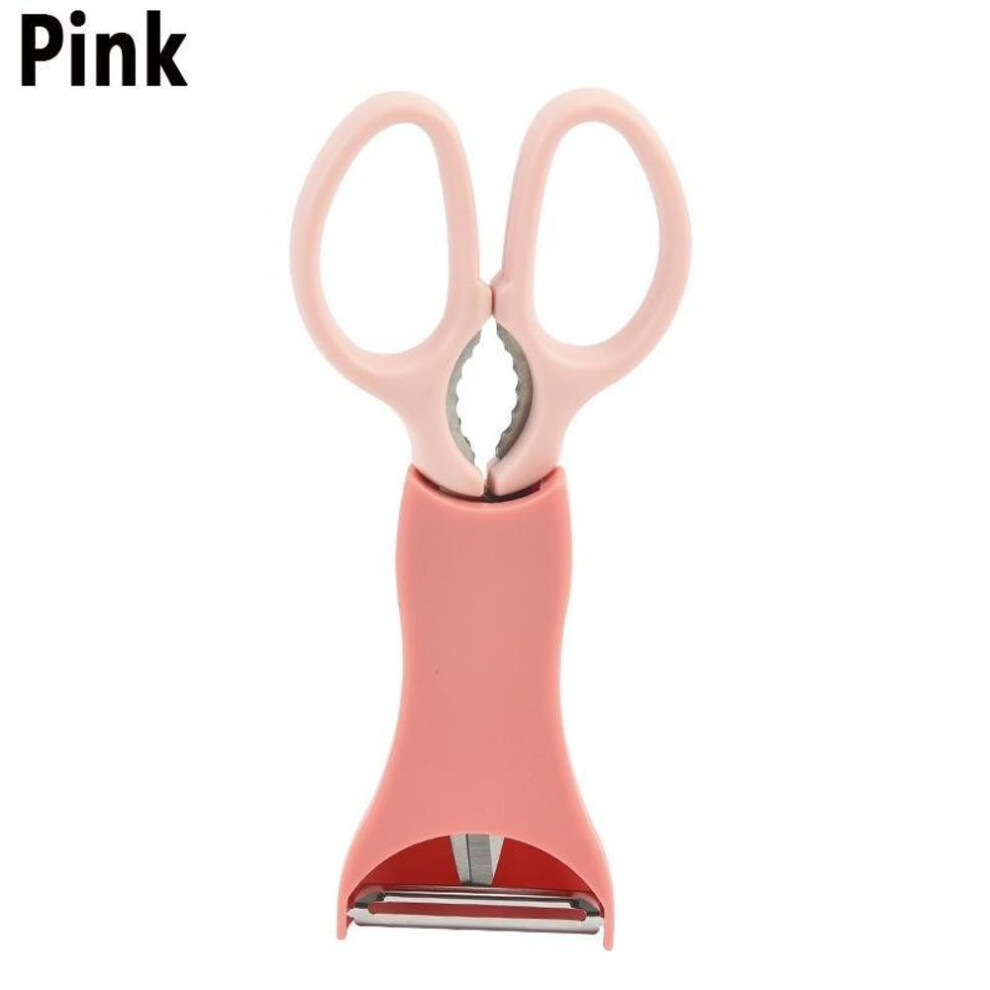 (pink) Scissors Peelers Kitchen Scissors Multifunctional Stainless Steel Household Scissors Vegetable And Fruit Peelers Kitchen Tools