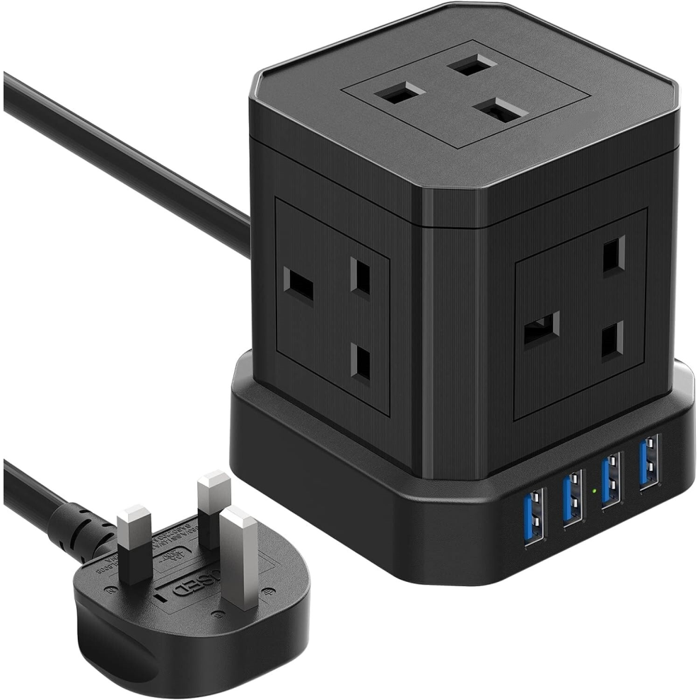 Extension Lead 5 Way With 4 Usb Slot Surge Protected Plug 3250W 13A 10720028