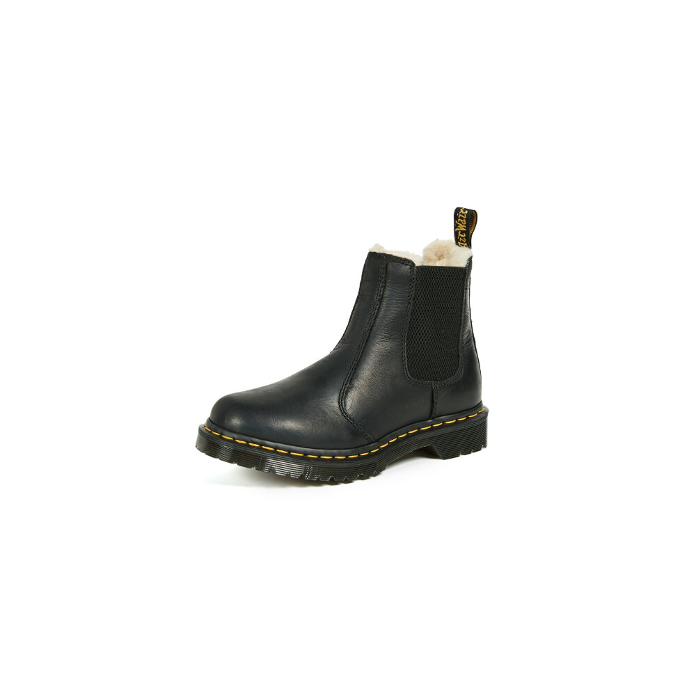 Dr. Martens Black 2976 Leonore Faux Fur Lined Burnished Chelsea Boots Soft Leather, : Women's Size 7 - Image 4