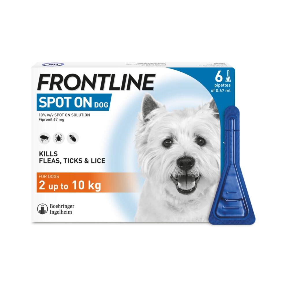 Frontline Spot On Flea & Tick Treatment For Dog (2-10Kg) 6 Pipettes Small