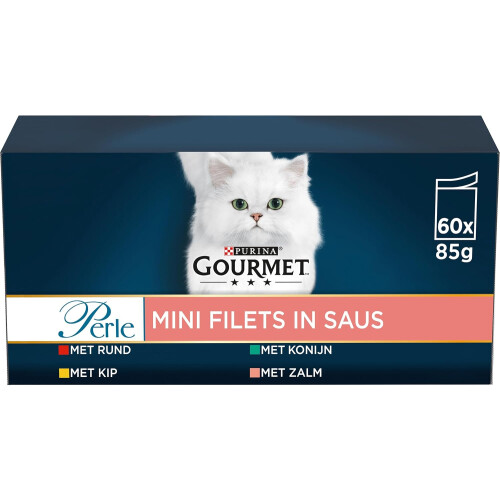 Gourmet PURINA Gourmet Perle And, kalkun, lam, tun - vådfoder til katte - 60x85 g