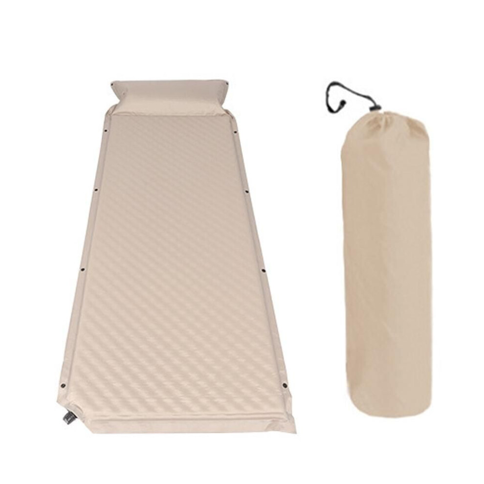 (khaki, 1 Person-Regular) Automatic Inflatable Air Mattress Thickened Floor Mat Portable Camping Tent Air Bed Self-inflating