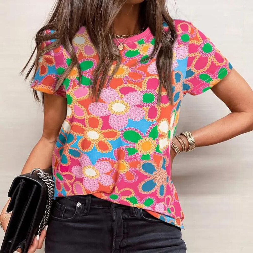 (3XL, orange) Women Summer T Shirt  Print Fashion Leopard Print Short Sleeve Tees Casual   Printed  Tops