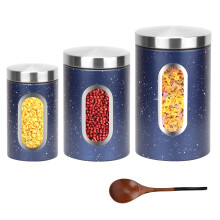 Conjunto de 3 Latas de Cozinha AEUNKIUO, 0.9/1.6/2.9 Quartos, Aço Inoxidável