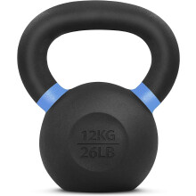 Yes4All Powder Coated Kettlebell Weights with Wide Handles & Flat Bottoms-12kg/26lbs Cast Iron Kettlebells for Strength Conditioning & Cross-Training