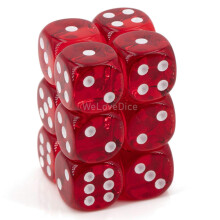 Chessex Dado Translúcido 16mm d6 Rojo con Blanco Bloque 12 dados