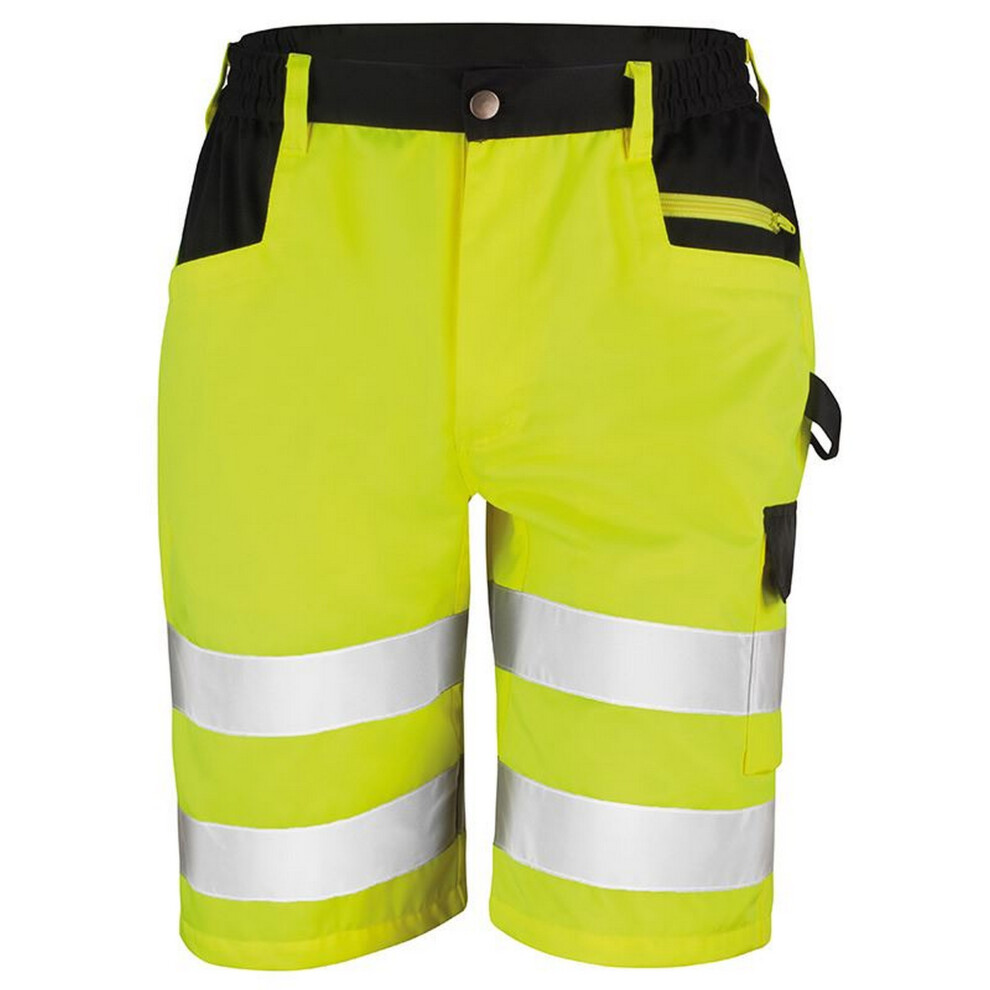 (S, Yellow) Result Core Mens Reflective Safety Cargo Shorts (Pack of 2)