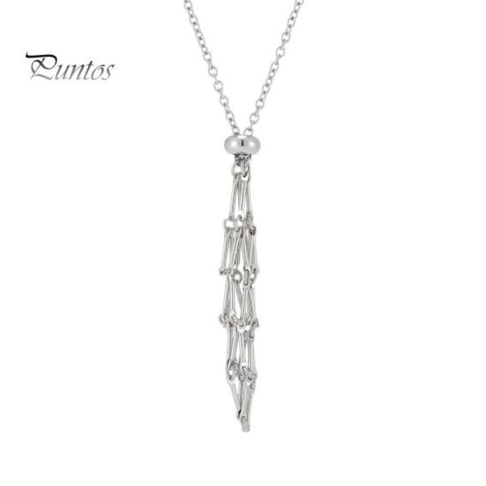 (silver, L) Crystal Holder Necklace Stainless Steel Natural Gemstone Holder Necklace Adjustable Empty Quartz Stone Cage For Men Women