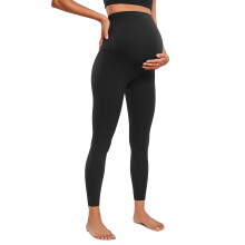 CRZ YOGA Womens Butterluxe Maternity Leggings Over The Belly 25"""" - Buttery Soft Workout Activewear Yoga Pregnancy Pants Black Small