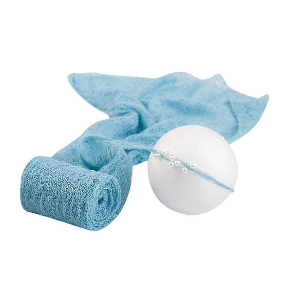 (As Show, One Size) Mohair Wrapped Cloth Adorable Baby Wrap Infant Creative Photography Props Baby Wrap Cloth With Headdress (Blue) Blue 4069016340582