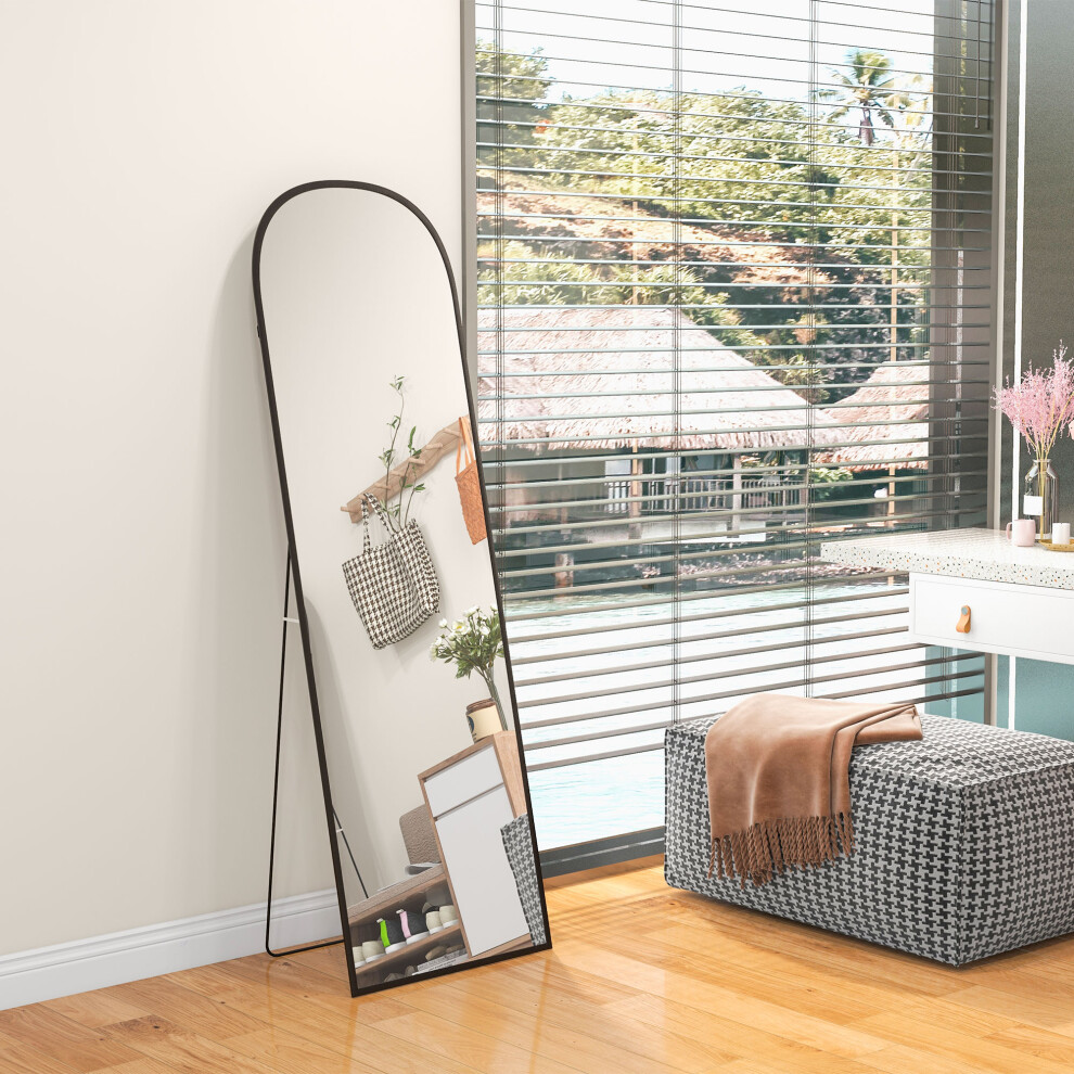 Homcom Full Length Mirror With Aluminium Alloy Frame Hanging Or Leaning Black