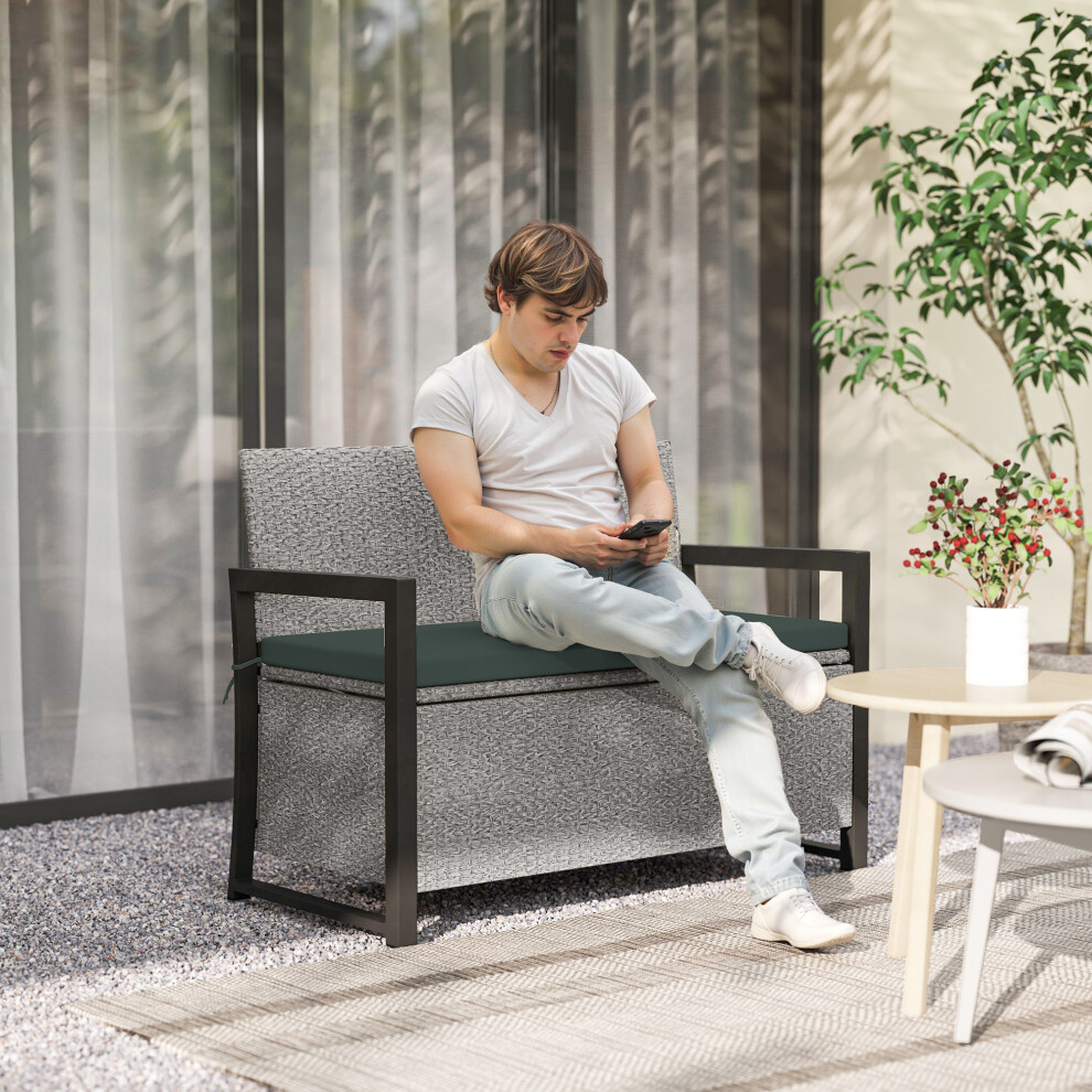 Outsunny Rattan Garden Bench with 151.5L Storage, Inner Bag & Cushioned Seat, 2-in-1 Outdoor Bench - 867-221V70GY-image-OPC-PGPKZVP-NEW