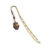(As show, One size) 1Pc Animal Pendant Metal Bookmark Creative Vintage Pattern Bookmark Stationery Supplies for Office School (Owl Pendant)