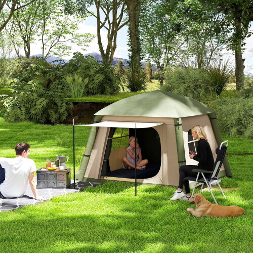 Outsunny (Brown) Outsunny Inflatable Camping Tent, Easy Setup 2 Man Tent