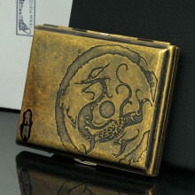 Suncha Cigarette Box 16 Pcs Brass Four Sacred Beasts Metal Retro Ultra-thin High-end Portable Cigarette Box Male Cigarette Holder