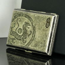 Suncha Cigarette Box 16 Pcs Brass Four Sacred Beasts Metal Retro Ultra-thin High-end Portable Cigarette Box Male Cigarette Holder