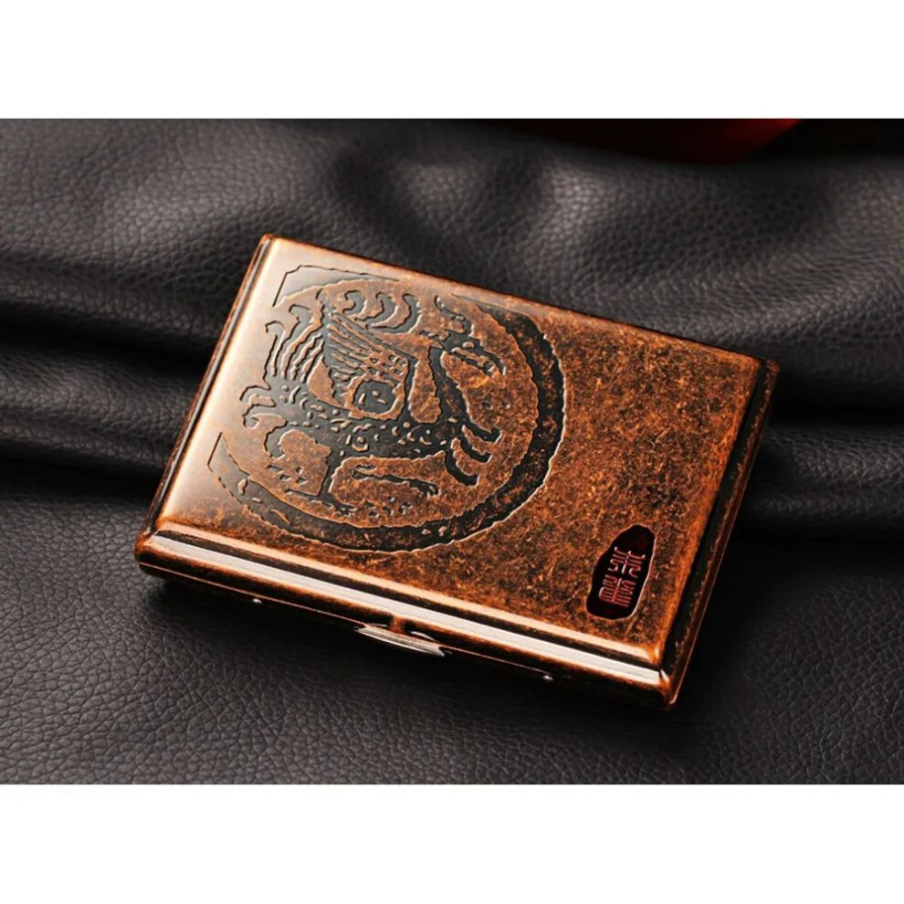 Yeuligo Suncha Cigarette Box 16 Pcs Brass Four Sacred Beasts Metal Retro Ultra-Thin High-End Portable Cigarette Box Male Cigarette Holder