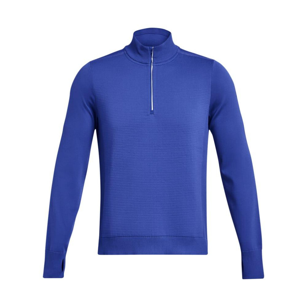 (S, Blue) Under Armour Mens IntelliKnit Half Zip Running Top