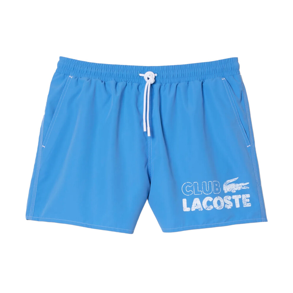(S, Blue) Lacoste Mens Quick Dry Swimming Trunks