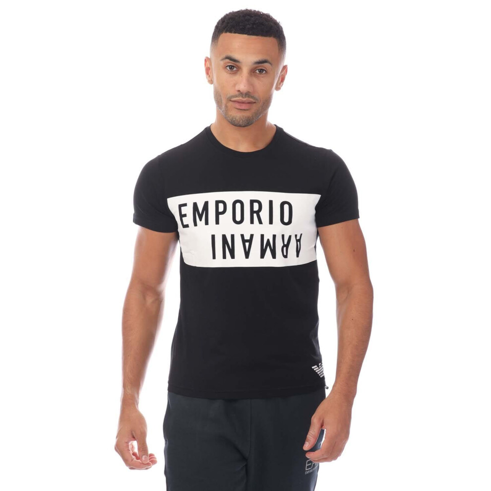 (XL, Black/White) Emporio Armani Mens Crew Neck T-Shirt