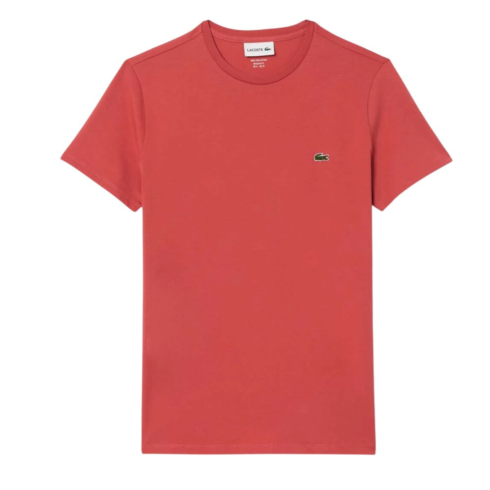 (XS, Red) Lacoste Mens Pima Monochrome Cotton Jersey Crew Neck T-Shirt