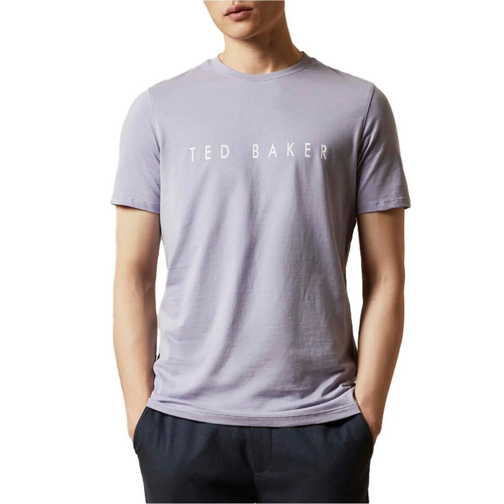 (S, Lilac) Ted Baker Mens Broni Branded T-Shirt