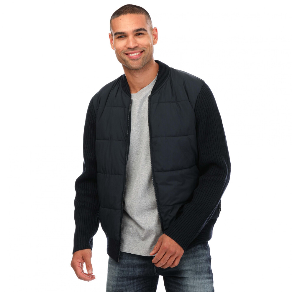 (S, Navy) Ted Baker Mens Spores Full Zip Regular Padded Jacket