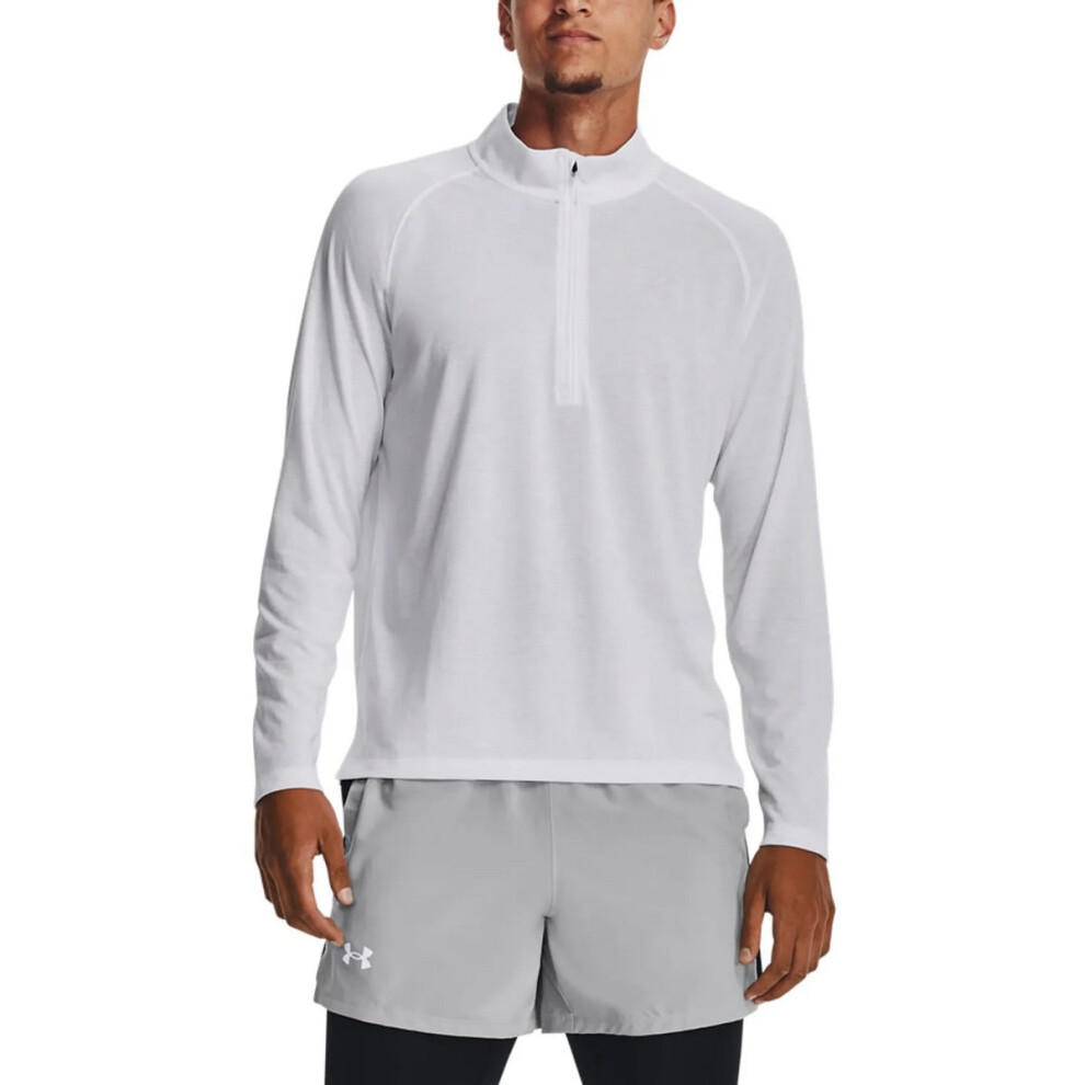 (XL, White) Under Armour Mens Streaker Half Zip Warm Up Top