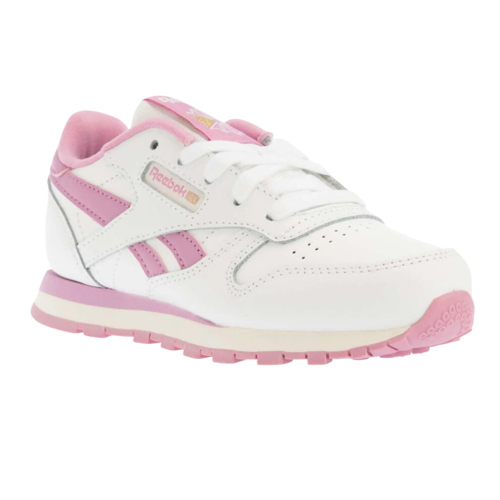 (2.5 UK Child, White/Pink) Reebok Childrens/Kids Classic Leather Shoes