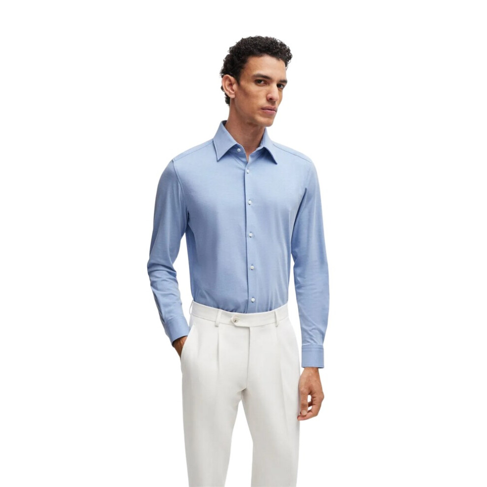 (15.5 in, Blue) Boss Mens L-Hays Kent Collar Shirt