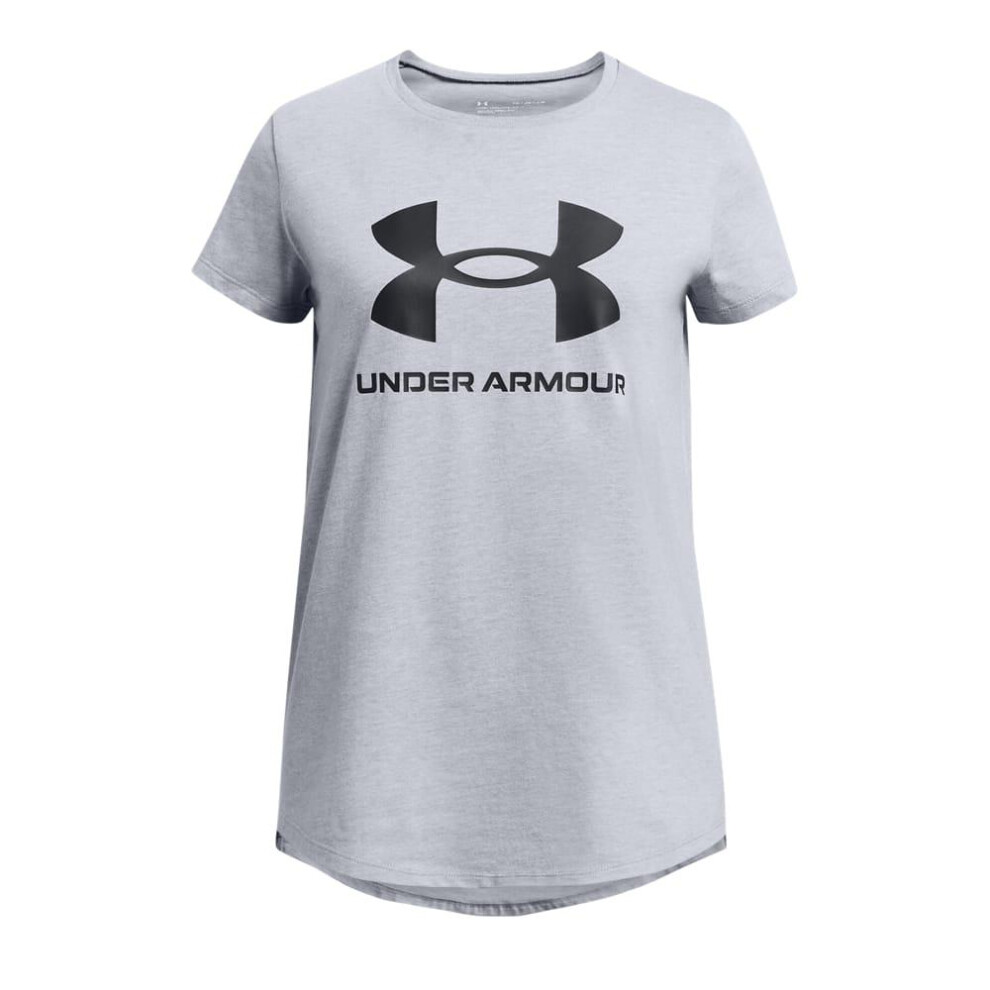 (11-12 Years, Grey) Under Armour Girls Sportswear Logo T-Shirt