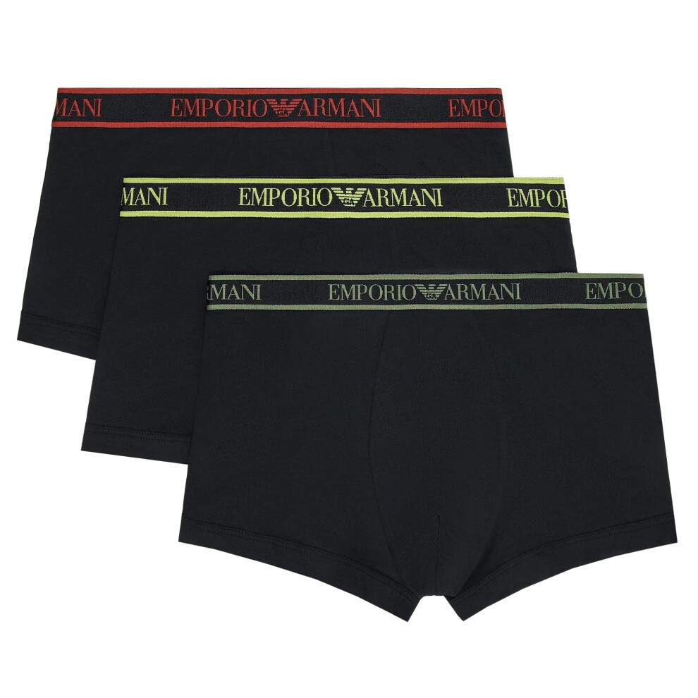 (S, Black) Emporio Armani Mens Logo Boxer Shorts (Pack of 3)