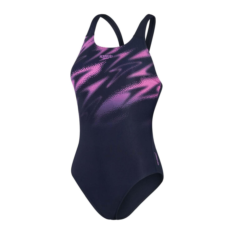 (10 UK, Navy/Pink) Speedo Womens/Ladies Hyper Boom Placement Muscleback One Piece Swimsuit
